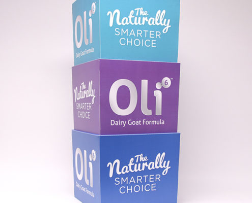 Stacking display for Oli Dairy Goat Infant Formula